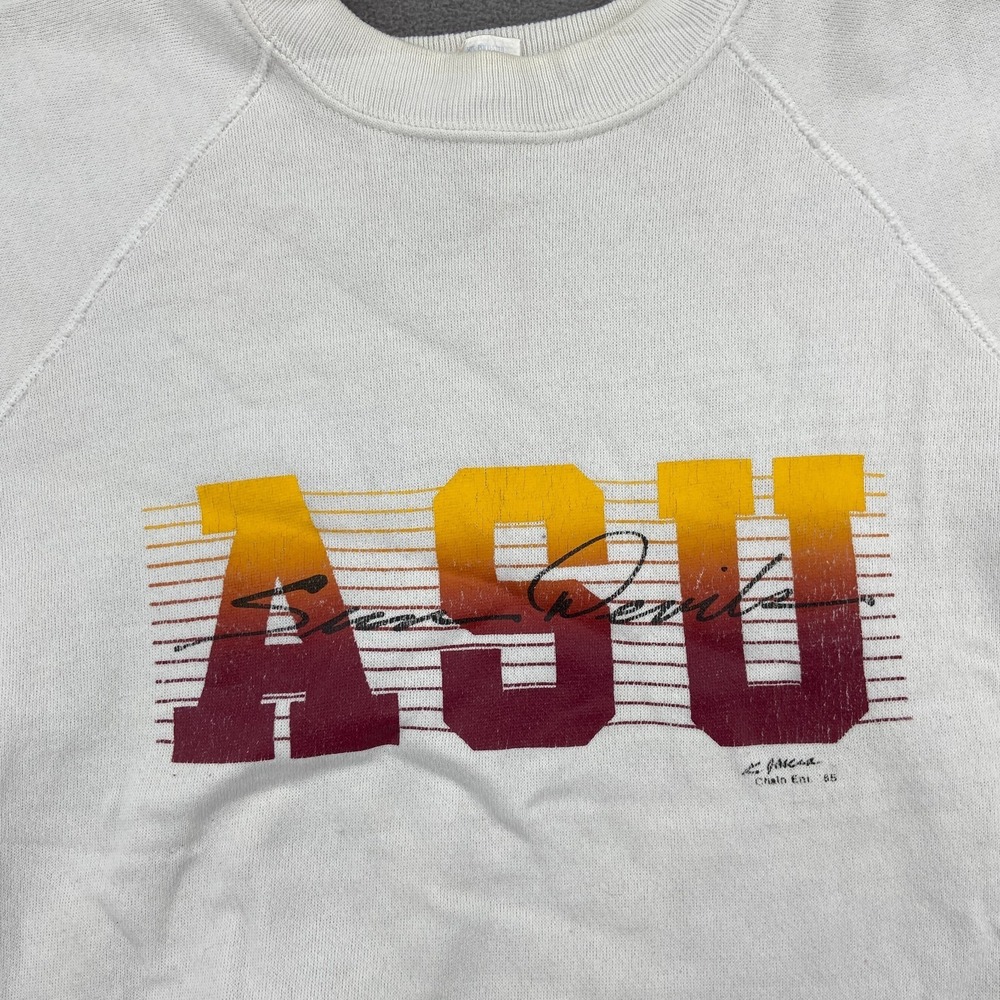 VTG 1985 Arizona State Sun Devils Sweatshirt Sz L White Soffe NFL Football - Picture 2 of 8